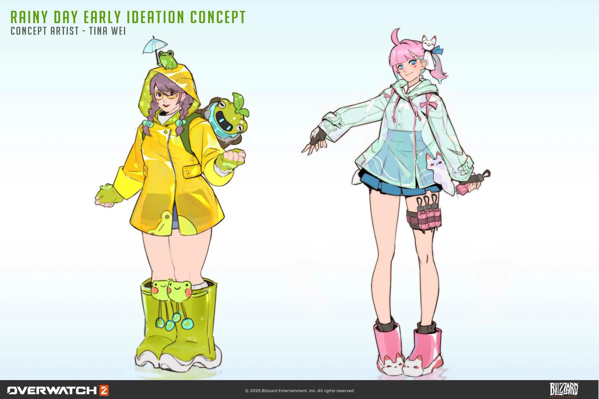 TeaNaCat's tweet photo. Rainy day Mei Overwatch2 final skin concept &amp; Rainy day survey ideation sketches I did before🌧️❤️

This skin idea has been one of my personal favorite! Hope you all enjoys it!

Check out @Ebi_Draw, who took on and did an amazing job with the final Kiriko concept! ❤️❤️❤️ https://t.co/cCqAyQuatO