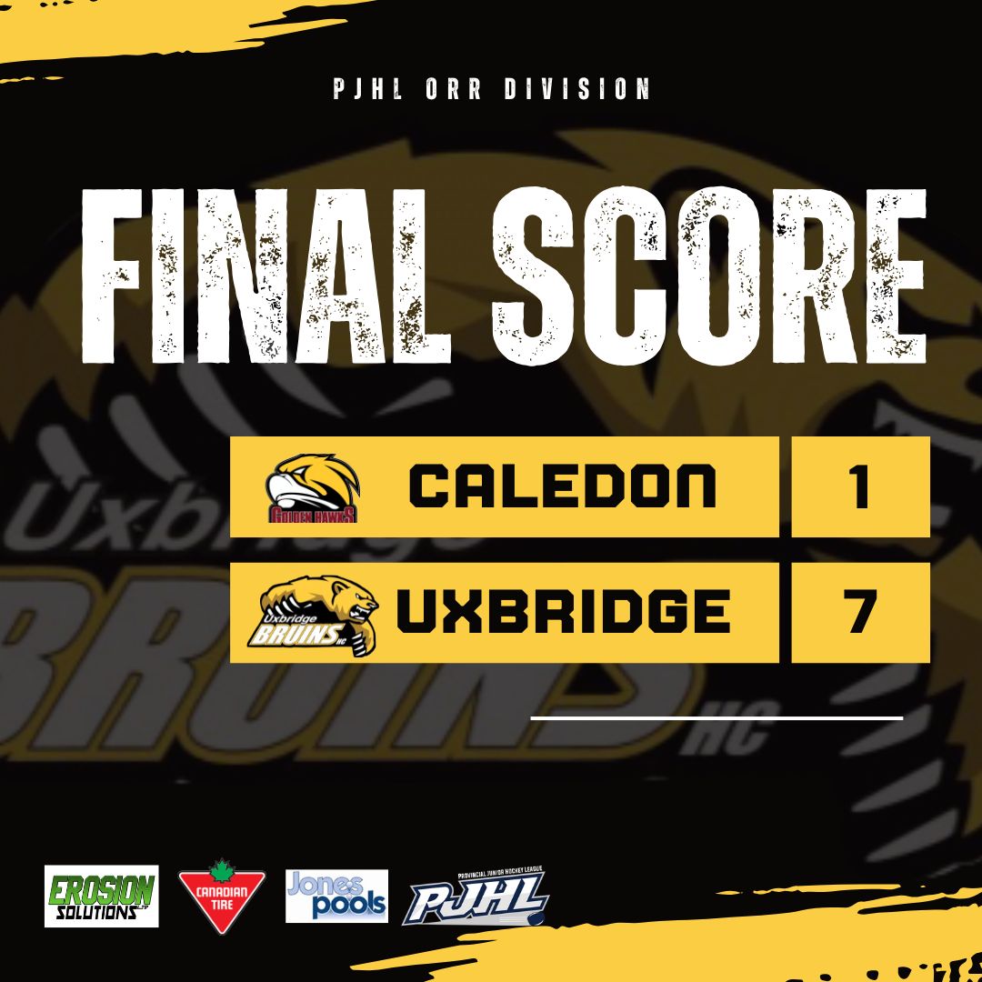 The Uxbridge Bruins close out the 2024-25 regular season with three straight victories and clinch 4th place in the Orr Division standings.

The playoffs are underway at the Bear Den on Friday night with Game 1 of our Orr Division quarterfinal match-up vs Port Perry.