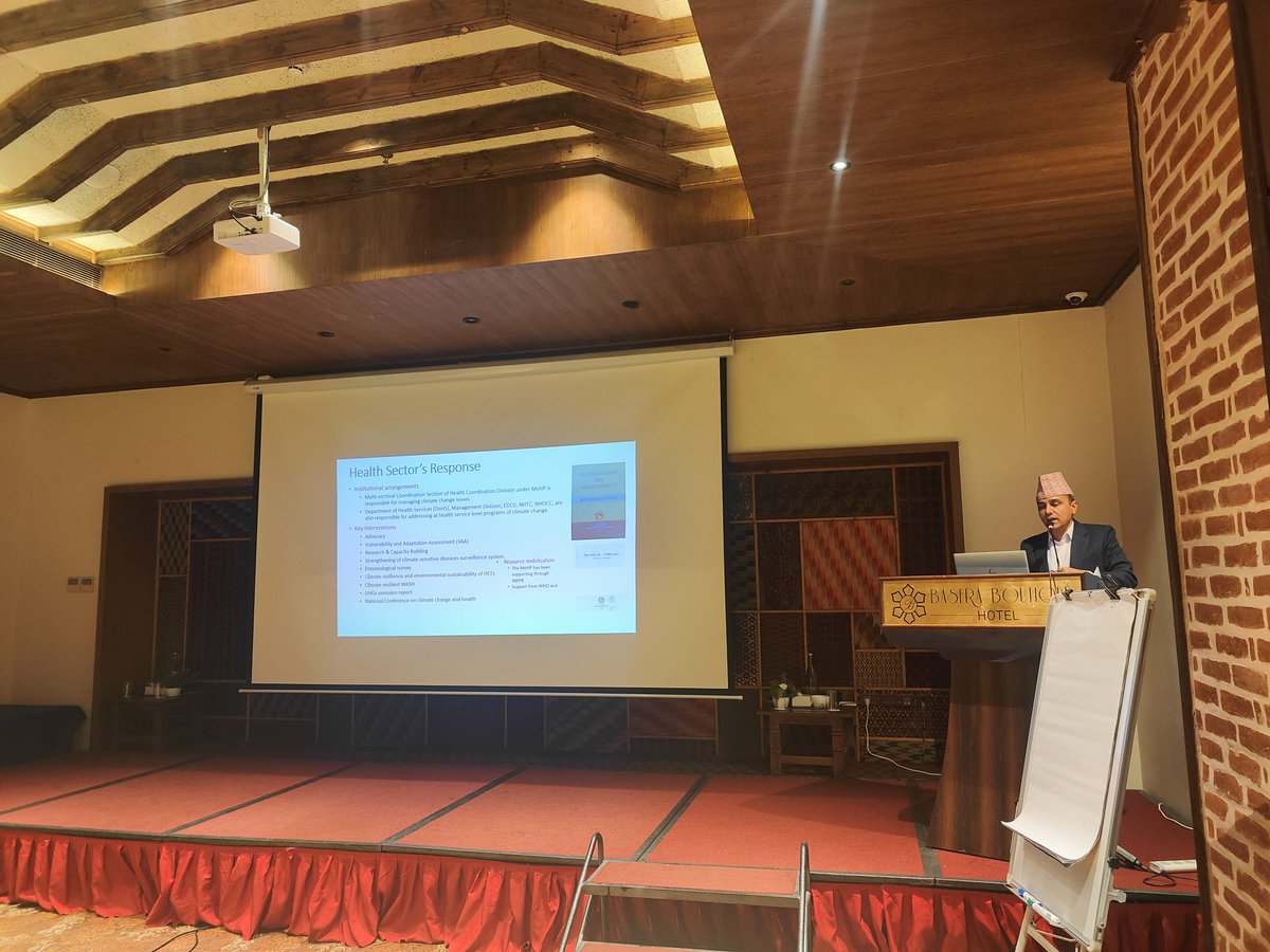 ghanshyamgt's tweet photo. In relation to health systems response to climate change, #HNAP and #NDC serve as key policy frameworks  and there is a greater need to align stakeholders efforts for synergetic effects-Dr Bhim and Dr Samir from @mohpnep highlighted in the stakeholders' workshop.
@HERDIntl https://t.co/RQOHRl6Vcq