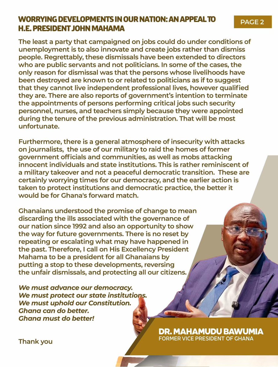 Dr. Bawumia’s views on the recent developments in the country today.👇