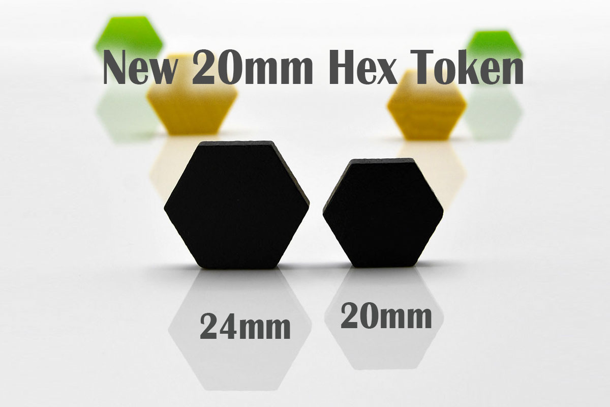 New 20mm Hex Token! Now measuring 20mm (0.79 inches) flat-to-flat, this hex fits more maps and gaming needs! cube4me.com/new-tokens-sha…