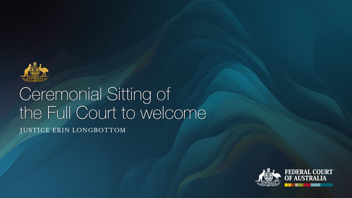 A ceremonial sitting of the Federal Court of Australia will be held tomorrow, 21 February at 9:15am AEST to welcome her Honour Justice Erin Longbottom to the Bench.

To view the ceremony, you can watch the livestream here: youtube.com/@FederalCourtA…

#fca #ceremonialsitting #welcome