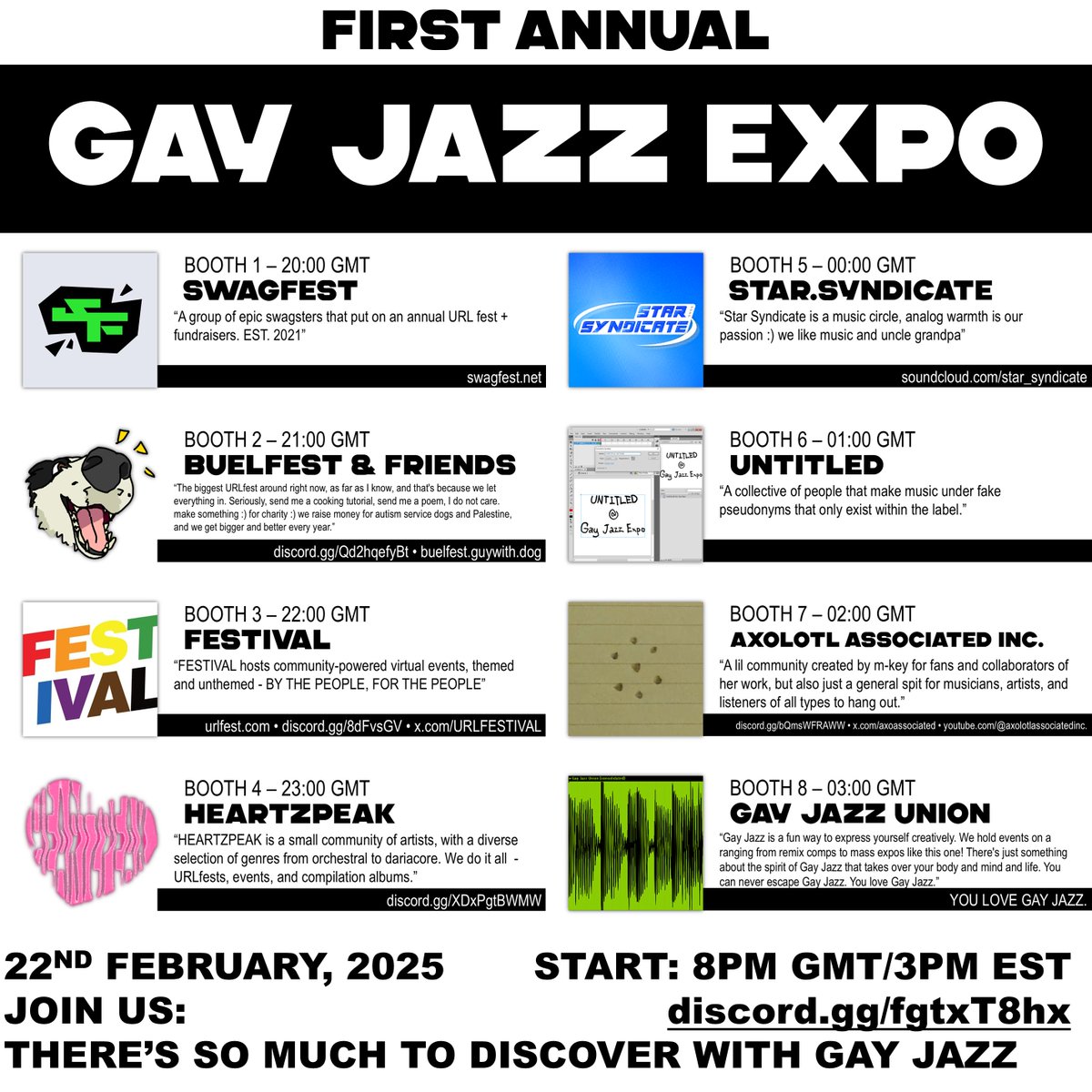 latt_off's tweet photo. The Gay Jazz Corporation is proud to present the first ever Gay Jazz Expo. Join us as on the 22nd as these incredible communities showcase their best! https://t.co/HvvtDVP2YE