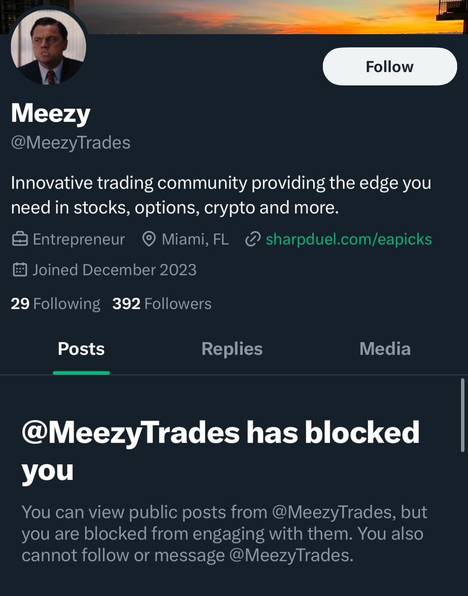 Damn that was fast @MeezyTrades 

Please don’t get scammed by this guy. He scammed really good people in this community for over $20k

Tried to “sell” his old Twitter account, people paid him, he ran w: the money and didn’t give them the account 

Shit person and shit gambler too