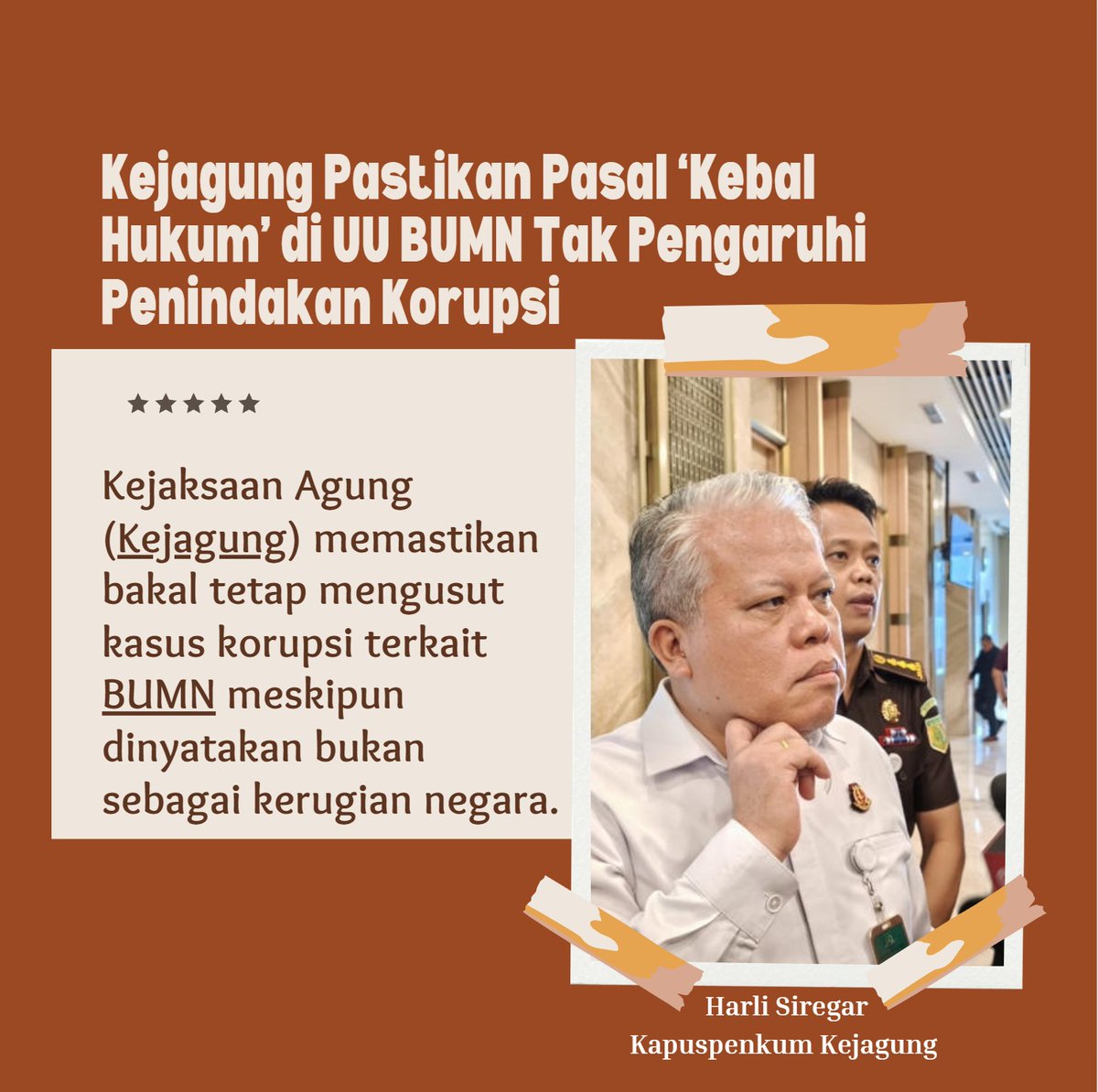 ragheeell's tweet photo. Kejagung pastikan pasal 'Kebal Hukum' di UU BUMN tidka pengaruhi penindakan korupsi
#BUMNTidakKebalHukum https://t.co/ueLNkgjdma