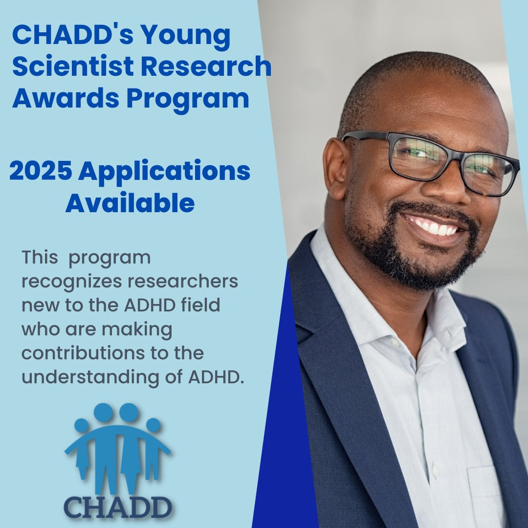 CHADD_ADHD's tweet photo. The CHADD Young Scientist Research Awards recognize, and honor the achievements of emerging researchers in ADHD. Applications are due April 1, 2025. https://t.co/xyRv3wYrT8
#ADHDAwareness #YoungScientists #ResearchAwards #EmergingResearchers #ADHDCommunity #ADHD https://t.co/ovMcRyAMZO
