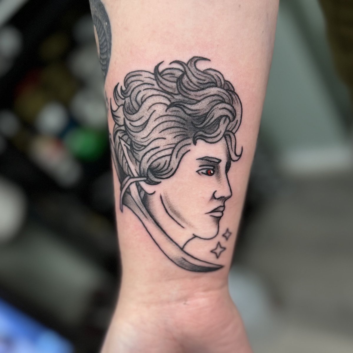 blakeaustinink's tweet image. For my new followers, I’m Blake and I like to do medieval tattoos inspired by fantasy, folklore and horror in Boonton, NJ.
DM me if you’re interested in making a tattoo appointment!