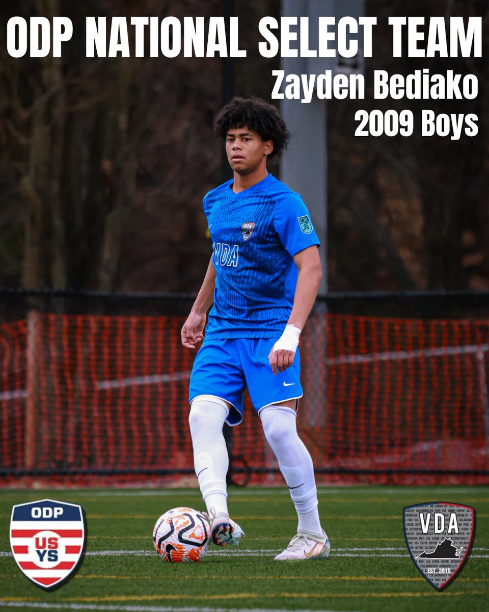 vdasoccer's tweet image. Congratulations to Zayden Bediako and James Baldwin on being selected to the ODP National Select Team for their respective age groups! 👏🏼

#LetsGoVDA #ODP