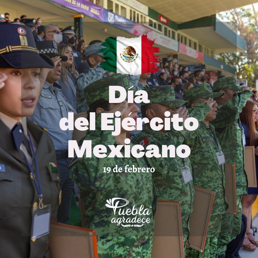 Hoy 19 de febrero celebramos con orgullo a las mujeres y hombres que forman parte del #EJERCITOMEXICANO. Gracias por su entrega, compromiso y valentía para proteger nuestra soberanía y seguridad.
👏🏼 ¡Reconozcamos su labor y dedicación! 🇲🇽💚
#PueblaAgradece #DiaDelEjercitoMexicano