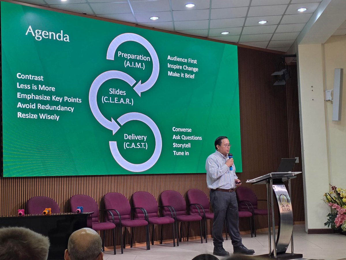 BruceSumendap's tweet photo. Make presentations that not only informs, but inspires; not only shares data but transform. Do this:
1. A.I.M.
2. C.L.E.A.R
3. C.A.S.T. https://t.co/qDQECDhphf