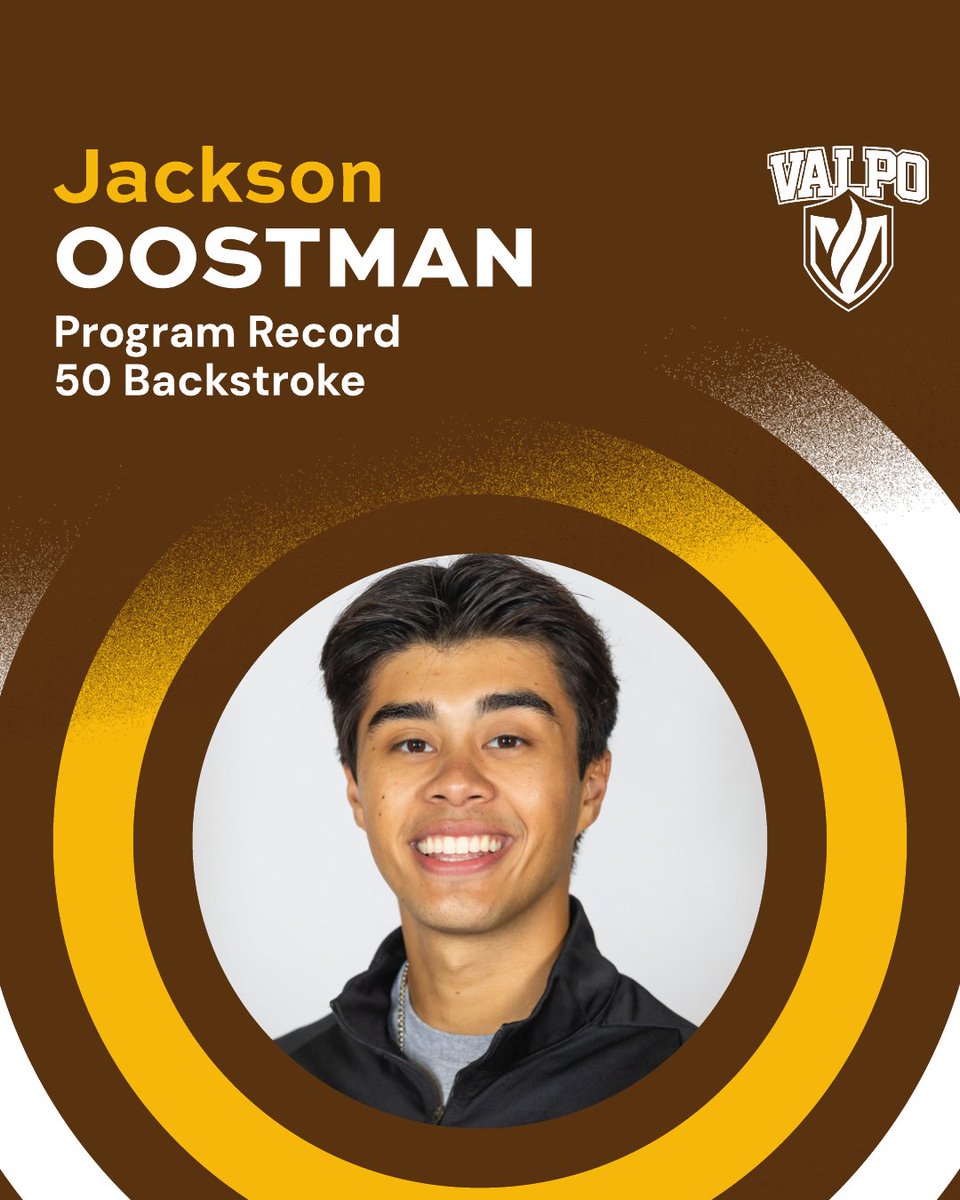 valpoathletics's tweet photo. Another session, another program record for Jackson Oostman! The @valposwim junior now holds 4️⃣ program records after smashing the 50 back mark Wednesday evening!

#GoValpo #MVCSwimDive https://t.co/gbyGnqfPnz
