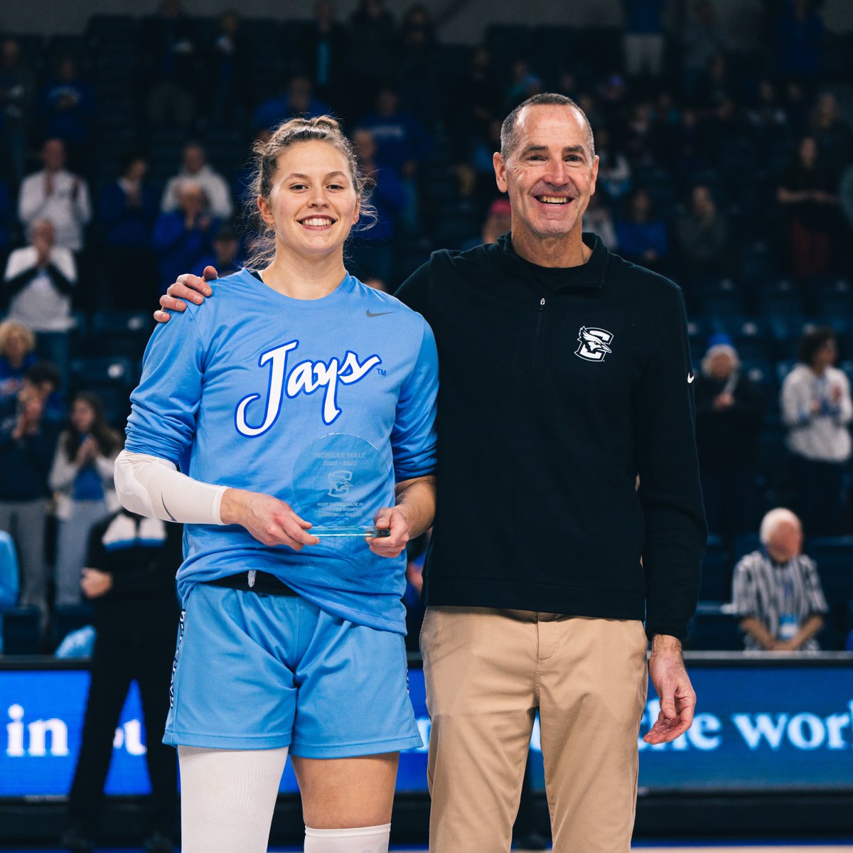 Before the game, Morgan Maly was honored for becoming <a href="/CreightonWBB/">Creighton Women’s Basketball</a>'s three point record holder! 💪

#GoJays x <a href="/_morggaaannnnn/">Morgan Maly</a>