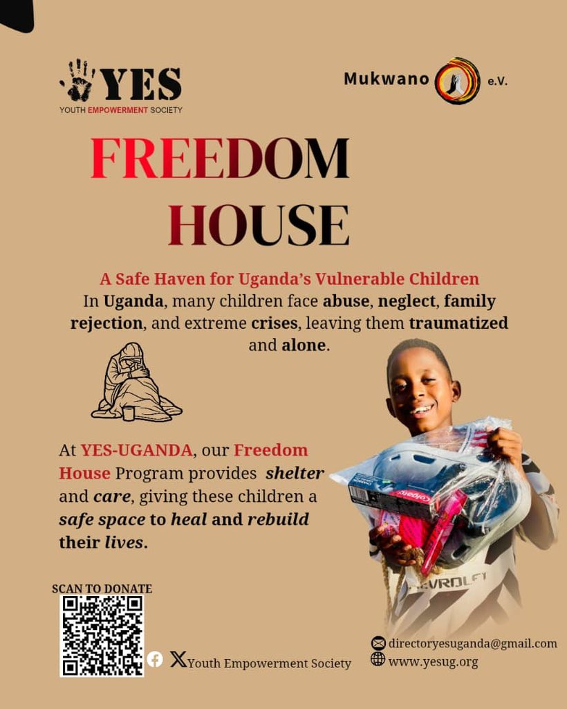 YESUGANDA47's tweet photo. “Hope starts with a Roof”

In Uganda, many children face abuse, neglect, family rejection, and extreme crises, leaving them traumatized and alone.

our Freedom House Program provides shelter and care, giving these children a safe space to heal and rebuild their lives. https://t.co/xieiABNacZ