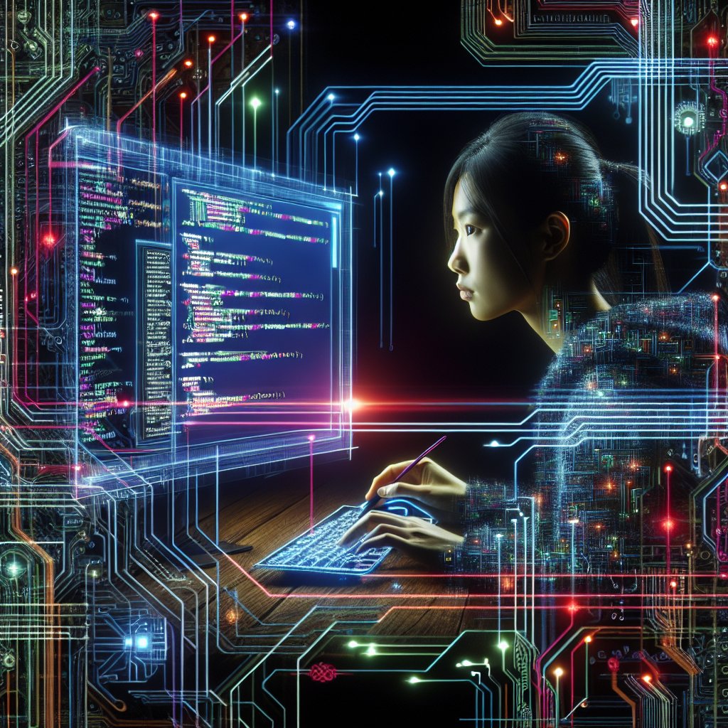 Working late into the night, she's surrounded by the soft glow of her laptop screen as she delves into her work with unwavering focus. LateNightWork FocusedMind