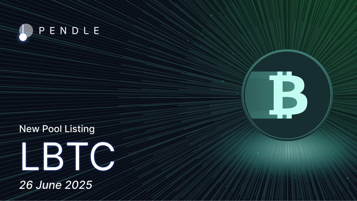 pendle_fi's tweet photo. The BTCfi party goes on on Pendle 🎉

New $BTC pools with longer maturity:

• LBTC (26 June 2025) by @Lombard_Finance
• solvBTC.BBN (26 June 2025) by @SolvProtocol
• uniBTC (26 June 2025) by @Bedrock_DeFi

 More maturities, more choices https://t.co/yVs9o6ij9A