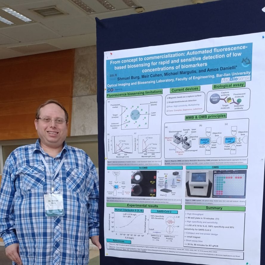 Danielli_Lab's tweet photo. The inaugural #ISBCS conference, organized by Prof. @AmosDanielli, Prof. @benyoav, and Prof. @GiliBisker, took place at @ubarilan on Feb 13th, featuring biomedical researchers, distinguished speakers, and a poster competition, including 3 posters from our @Danielli_Lab. https://t.co/udDnmBdqkd