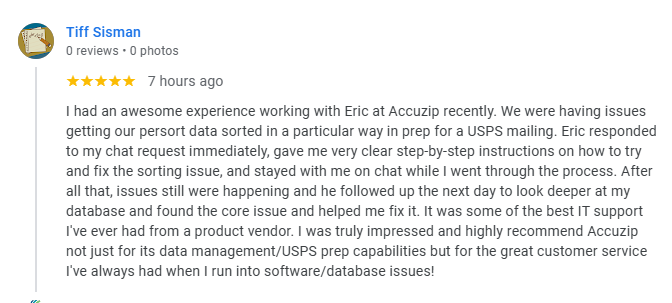 Thank you Tiff for a fantastic 5-Star Review!