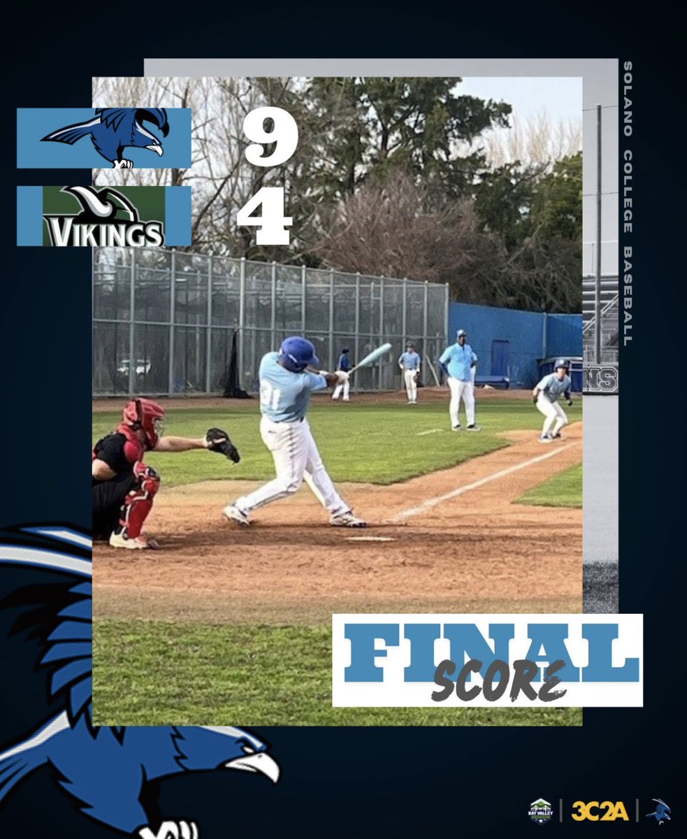 Falcons get the win over DVC 9-4 and take the season series 2-0! 

Top Offensive Performers 
- Mason Sayre 2x4, RBI, BB
-Rolando Ramos 2x5 
-Lawrence Westbrook 1x2, 2B, 3 RBI

Top Pitching Performers
-Tyler Chalk 7IP, 1 ER, 6 K’s, W
-Devon Hancock 1.1 IP, O H, O R, 1 K