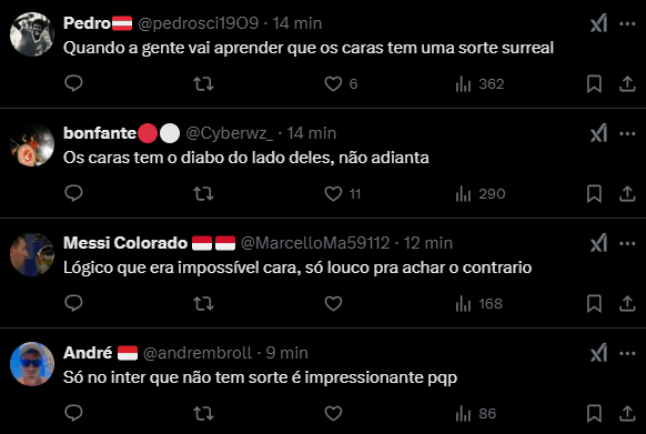 NUNCA FOI SORTE.
VÃO DORMIR.
O TIME MAIS COPERO DO BRASIL.
NÃO SOMOS INTER.
NÃO SOMOS VOCÊS.
NÃO SOMOS GLOBO.

VAMOS