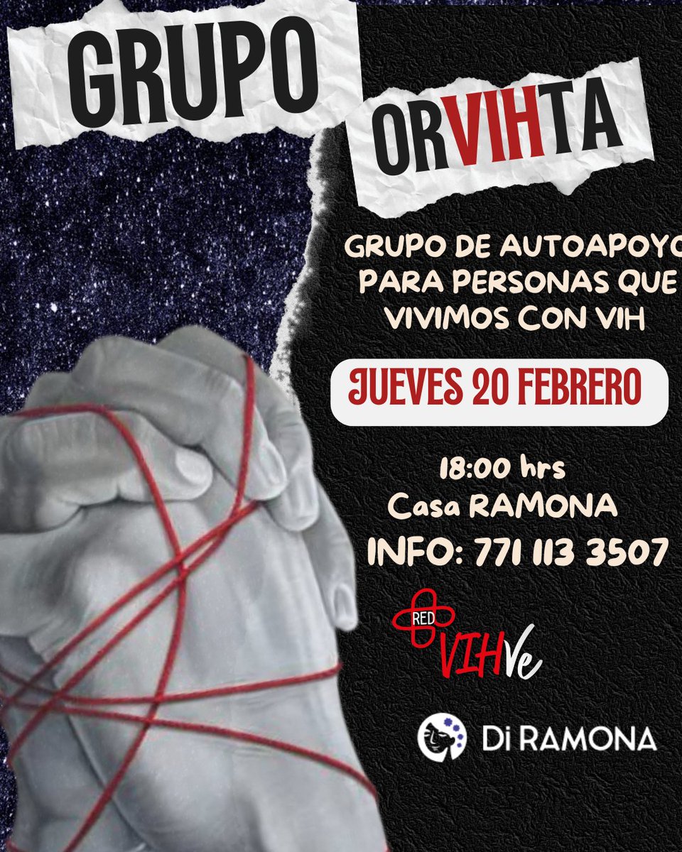 📢 Personitas de #Pachuca 

Mañana les esperamos en nuestra segunda sesión de nuestro grupo de pares para personas que vivimos con #VIH 🔺

Acércate que acá está tu orVIHta para escucharte y acompañarte ❤️