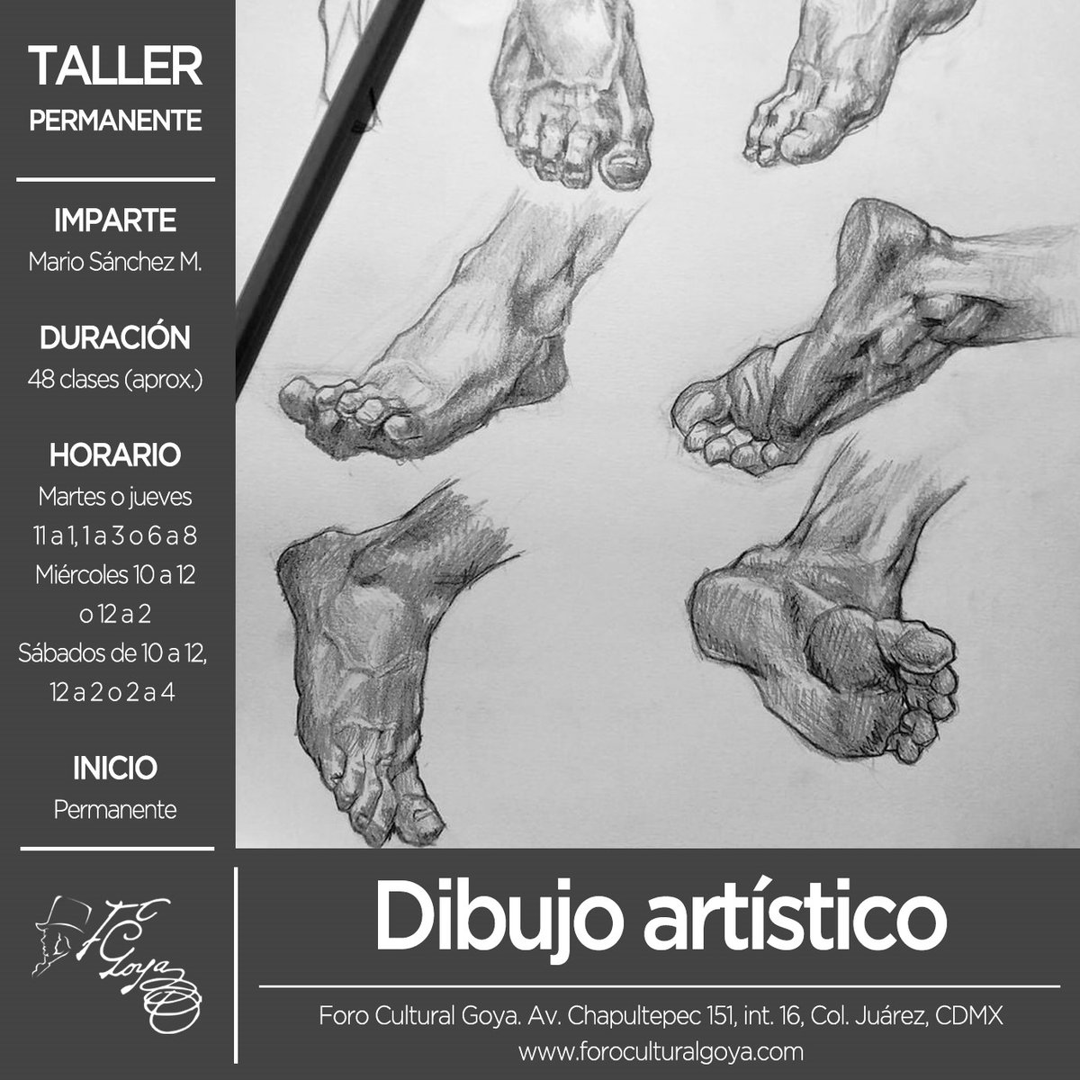 ForoGoya's tweet photo. Taller permanente de Dibujo Artístico. 
Seguimiento individual. Consulta cupo disponible en el horario de tu elección. Prof @AVMarioSanchezM https://t.co/OFDMrjr72u