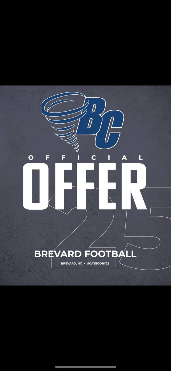 After a great conversation with <a href="/chrishatch00/">Coach Hatch</a> , I am blessed and honored to receive an official offer from <a href="/BrevardF5/">BC Football 🌪</a>