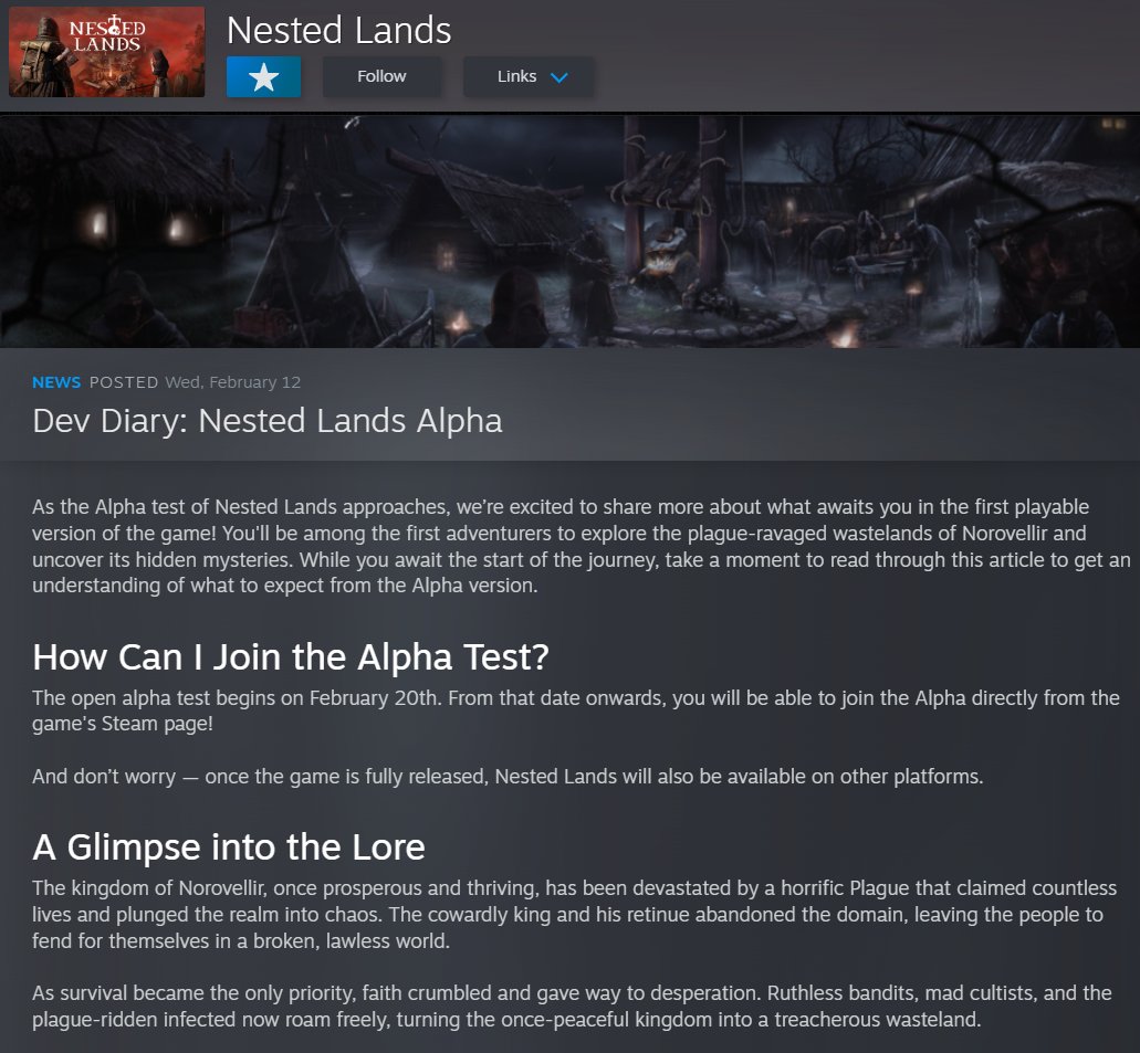 ThoraldGM's tweet image. #NestedLands open alpha test begins tomorrow 2/20! 

steamcommunity.com/games/2553040/… #gaming_news via @steam