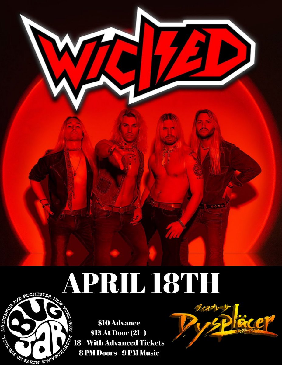 Rochester We’re Back!
With a new show, new music &amp; the mighty @dysplacer_official ⚡️🏴‍☠️
Catch us <a href="/bugjarshows/">Bug Jar</a> April 18th
Tickets at link below

ticketweb.com/event/wicked-d…
