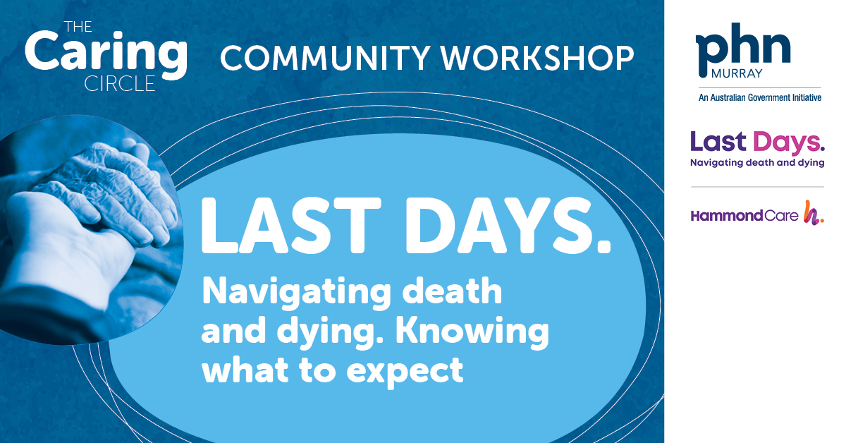 Come along to a free workshop in Shepparton or Wangaratta that will help you understand what’s ahead when someone is at the end of their life and give you practical knowledge to help you plan and prepare murrayphn.org.au/events/list/?t…