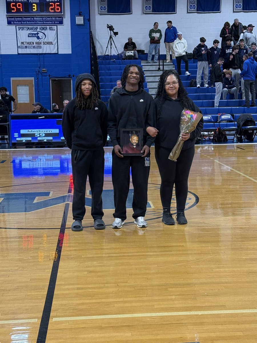 Tonight we celebrated our boys seniors!! Thank you to all the senior parents who have raised respectful, kind young men. We wish you nothing but the best in your futures 💙 thank you <a href="/MethuenHighAD/">Tom Ryan</a> and <a href="/MHSRangershoops/">Rangers Basketball</a> for helping us celebrate!
