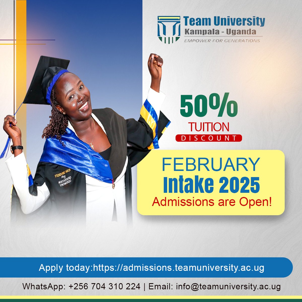ajunasimonUg's tweet image. Unlock your potential with @TeamUniversityU this February intake 2025. Come and experience outcome based education with a range of well tailored programs meant to give you exceedingly competitive advantage in the World of opportunities. 
Get empowered now! 
#februaryintake