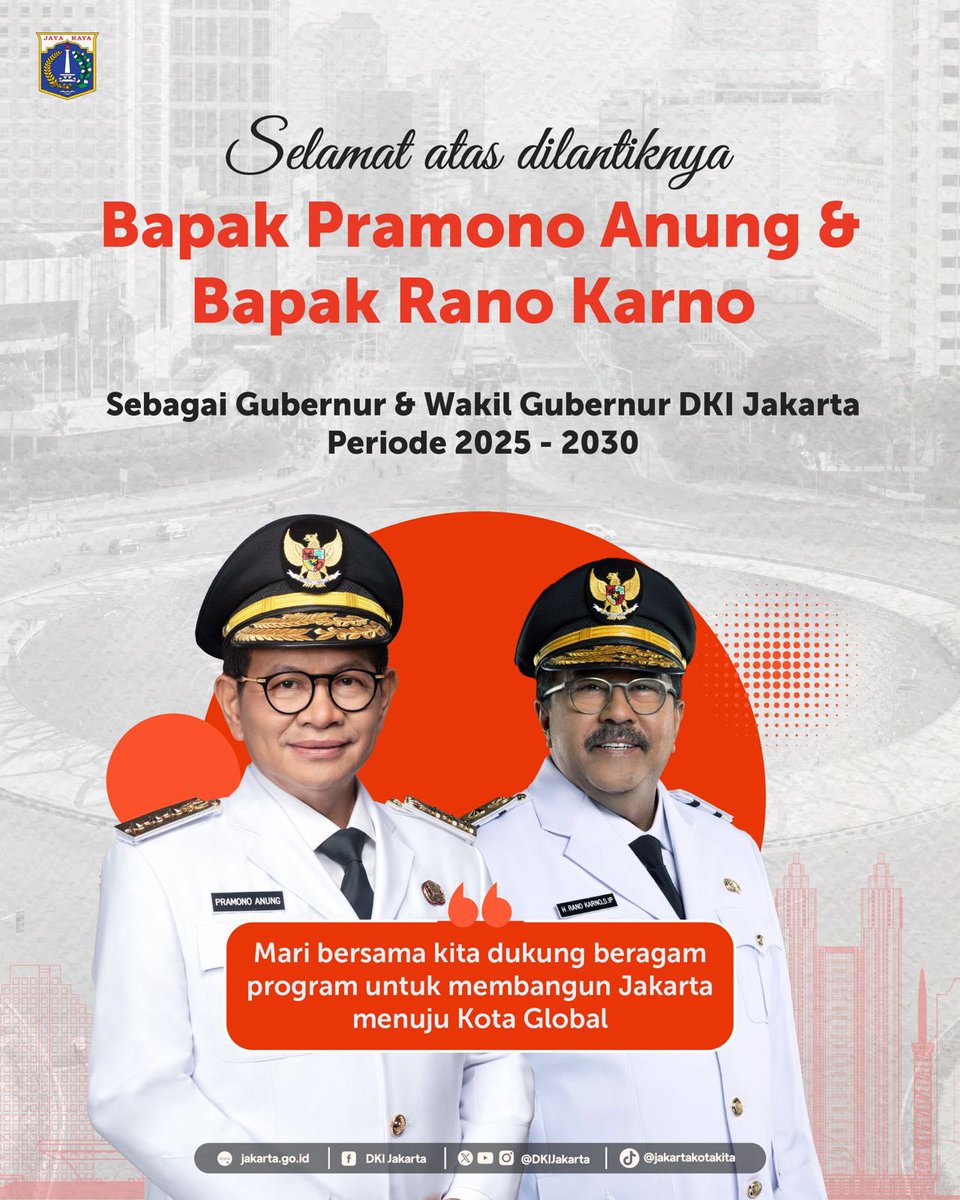 DKIJakarta's tweet photo. Membaca Buku Pakai Kacamata
Kacamatanya Ditaruh di Atas Meja
Selamat Datang Pemimpin Baru Jakarta
Bahagia dan Sejahtera Seluruh Warganya

Selamat dan Sukses atas dilantiknya Gubernur dan Wakil Gubernur DKI Jakarta periode 2025-2030, Bapak Pramono Anung Wibowo dan Bapak Rano Karno.

Bersama kita dukung beragam program untuk membangun Jakarta menuju Kota Global.

#DKIJakarta #BersamaPramonoRanoBangunJakarta