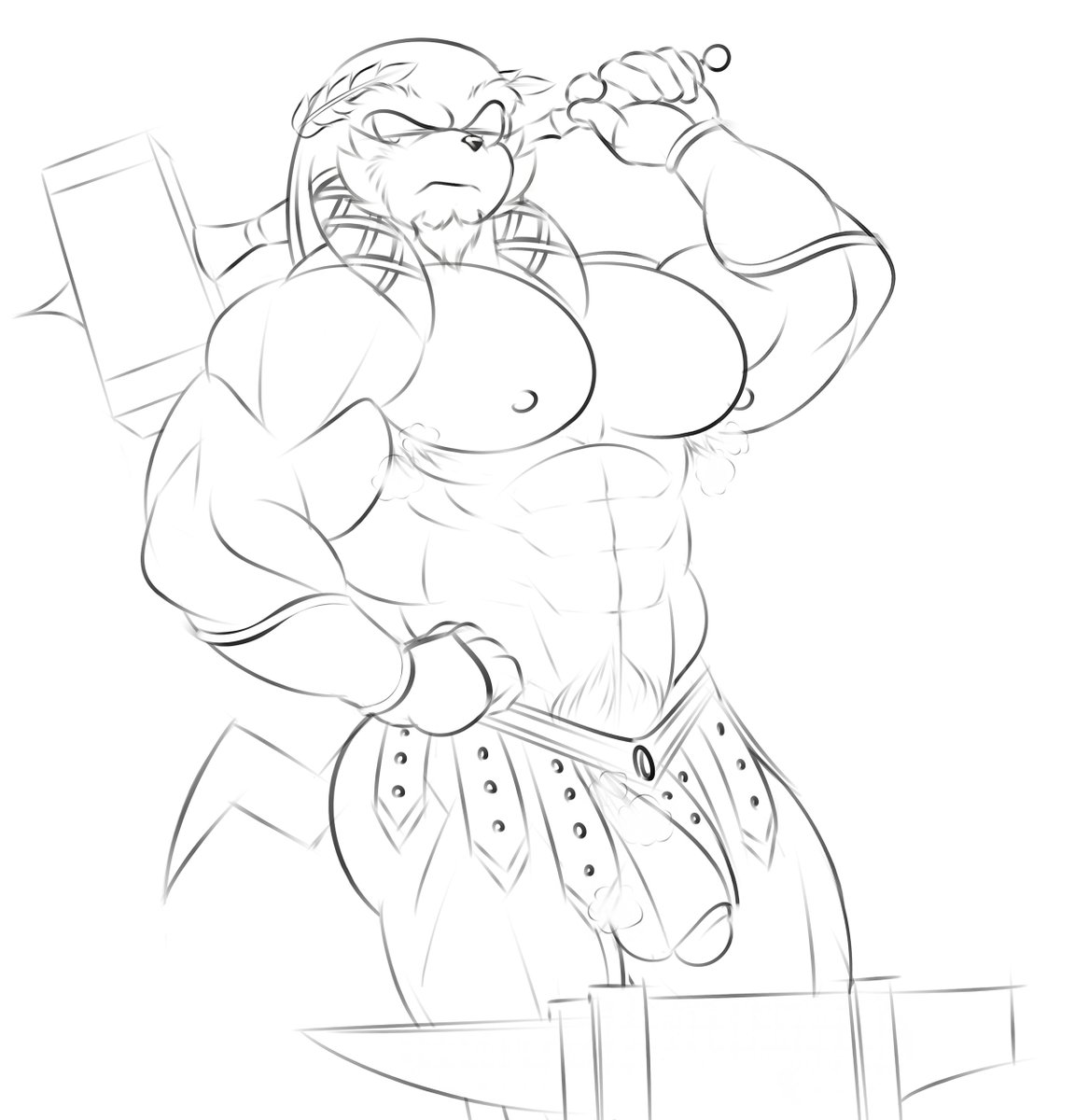 (WIP) A character i haven't drawn in YEARS my mobian take on Hephaestus the Blacksmith God~