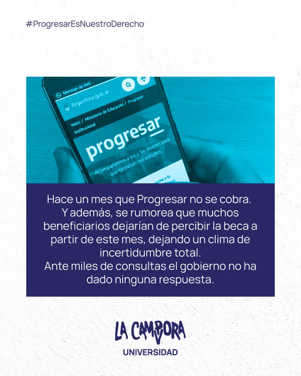 lacampora_univ's tweet image. 📚Ante la incertidumbre y la falta de respuestas del gobierno, seguimos exigiendo que se garantice el acceso a la educación para todos los jóvenes de nuestra Patria.
No al ajuste en educación, no al recorte de nuestro futuro. 🚫
#ProgresarEsNuestroDerecho