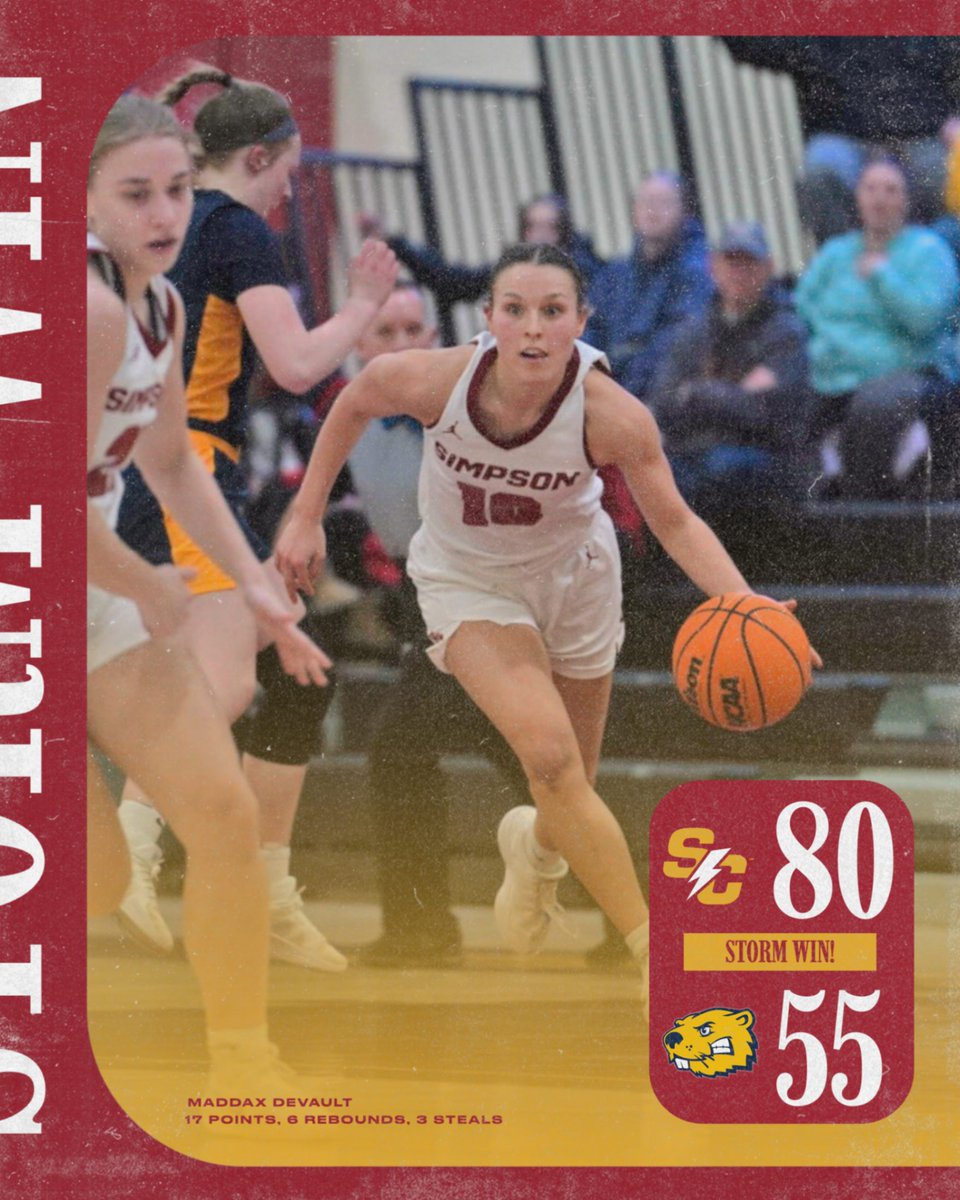 SCStorm_WBB's tweet image. On to the playoffs!

Lutmer: 20 pts, 5 reb, 3 stl, 2 ast
Rasmussen: 18 pts, 2 stl, 2 ast
DeVault: 17 pts, 6 reb, 3 stl
Pietig: 3 pts, 7 ast, 5 reb
Anderson: 9 pts, 6 reb, 4 stl

📰 linktr.ee/simpsonwbasket…

#rollriversWBB #d3hoops