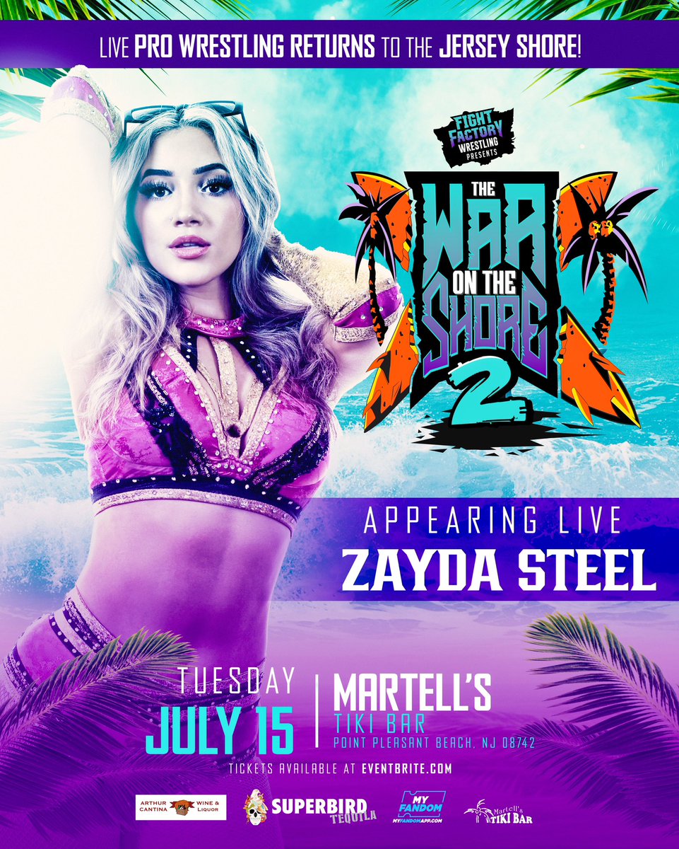 Chris Payne (@houseofpayne_24) on Twitter photo Talent announcement!! Appearing LIVE <a href="/MartellsTikiBar/">Martell's Tiki Bar</a> for “THE WAR ON THE SHORE 2” is <a href="/ZaydaSteel/">Zayda Steel</a> Don’t miss the event of the summer at the Jersey Shore!!!
eventbrite.com/e/fight-factor… Talent announcement!! Appearing LIVE <a href="/MartellsTikiBar/">Martell's Tiki Bar</a> for “THE WAR ON THE SHORE 2” is <a href="/ZaydaSteel/">Zayda Steel</a> Don’t miss the event of the summer at the Jersey Shore!!!
eventbrite.com/e/fight-factor…