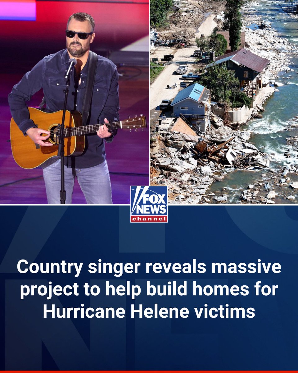 HELPING HAND: Eric Church is planning to build dozens of homes in North Carolina for families left homeless by Hurricane Helene saying, "the whole area is in dire need of help." trib.al/dW55P9V