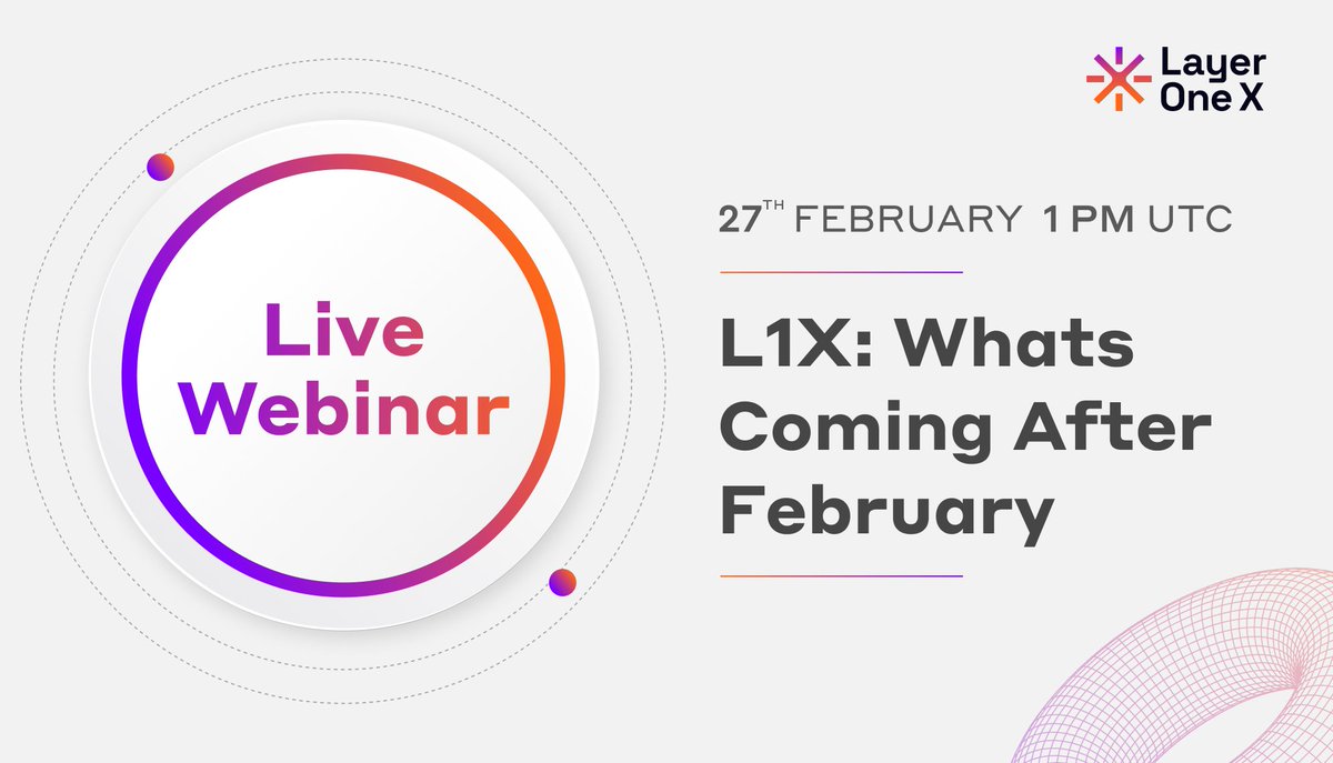 LayerOneX's tweet image. 🚨 L1X Webinar Alert! 🚨

🔹 Topic: What’s Coming After February
📅 Date: 27th February
⏰ Time: 1 PM UTC
🎥 Live on StreamYard
Join us as we reveal upcoming updates, new features, and roadmap insights for L1X. 

🔗 bit.ly/l1x-after-feb
#L1X #Web3 #Blockchain #Crypto #DeFi