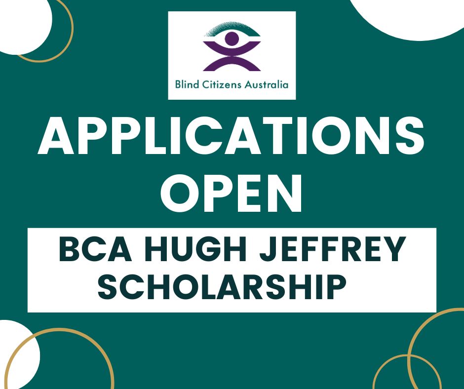 Attention blind and vision impaired students! The BCA Hugh Jeffrey Scholarship Program is here to support your education with scholarships of up to $5,000. 

Apply by Wed 26 Feb 2025. Don’t miss out!

Contact bca@bca.org.au for eligibility.

Learn more: bit.ly/4k6u3TN