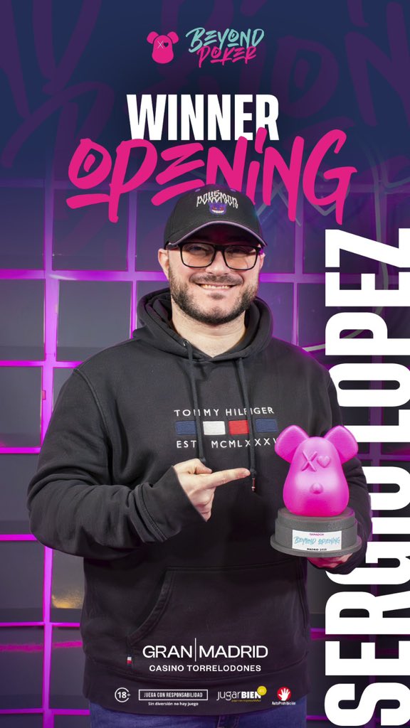 Beyond_Poker's tweet photo. 🏆 ¡@SergioLopez2903 , campeón del Opening! 🔥

💥 Empieza el año igual que en 2024: ganando 💪.

🥇 Se lleva el primer trofeo de Beyond Madrid y 7.600€ on top.

¡Felicidades, Sergio! 👏🎉

📍 @granmadridpoker
#VamosARomperLasReglas https://t.co/rTxbQu1TKJ
