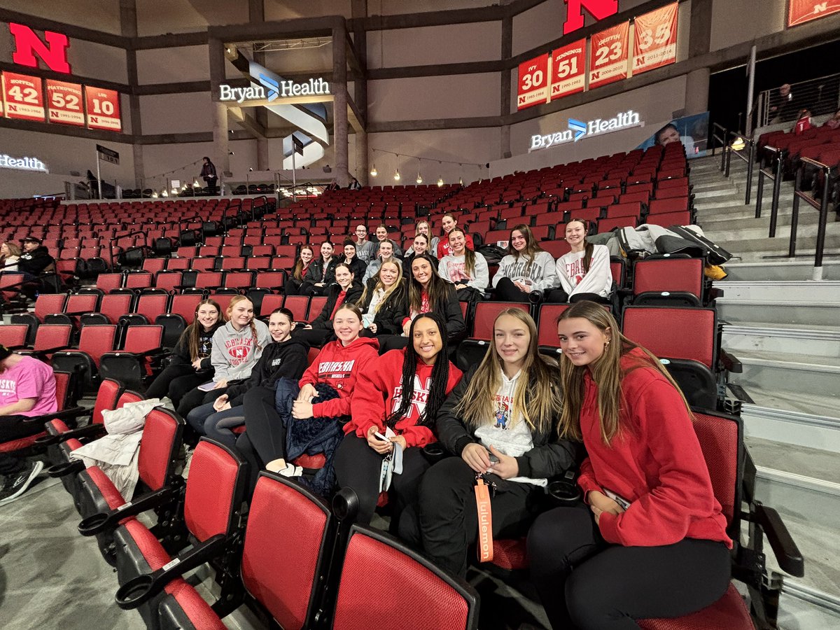 Enjoying some team bonding at the <a href="/HuskerWBB/">Nebraska Women's Basketball</a> game! GBR!