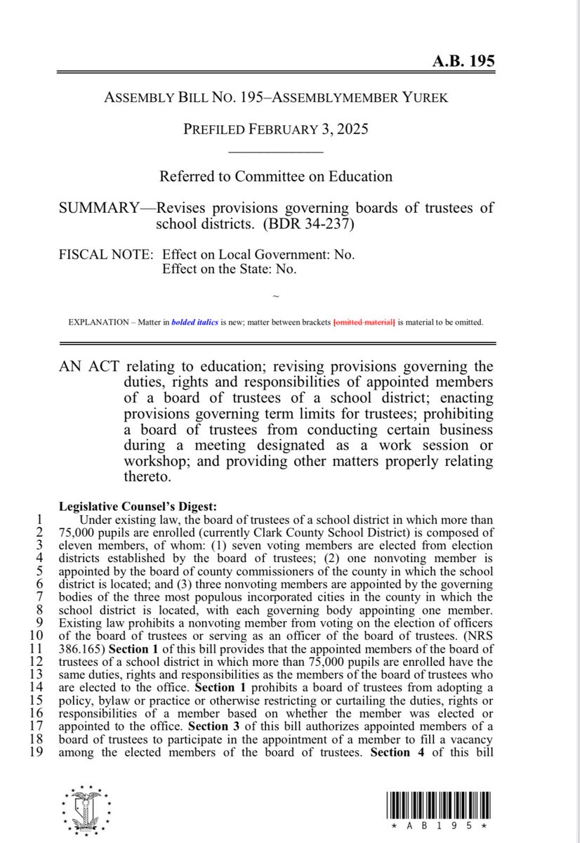 AB195 grants appointed trustees ⁦<a href="/ClarkCountySch/">CCSD</a>⁩ voting power. Since addition of appointed trustees Barron, Esparza, Johnson, Satoy, personal theatrics have ended and professionalism of Board increased👍🏽. Appointed trustees bring hi work ethic and practitioner expertise👏🏽