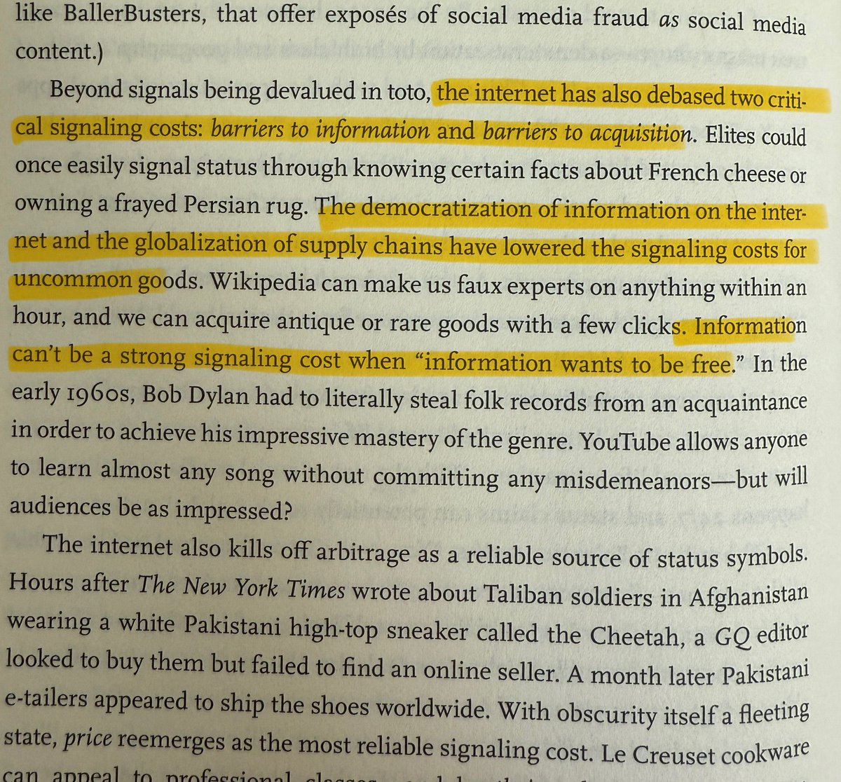 "The internet has debased two critical signaling costs: (1) barriers to information and (2) barriers to acquisition... Information can't be a strong signaling costs when 'information wants to be free.'"
amzn.to/3Cabeyd