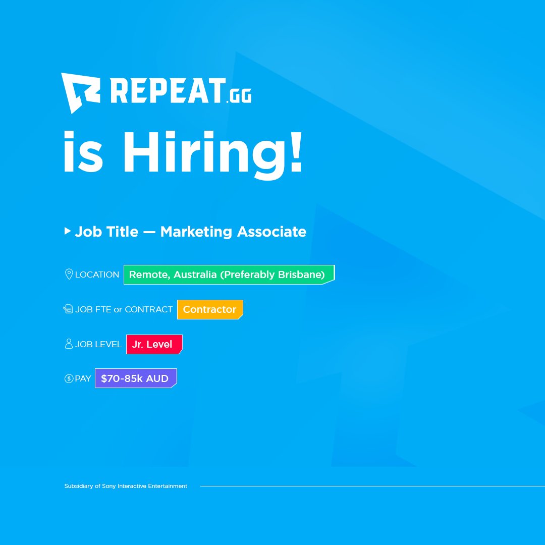 I am looking to expand my marketing team at Repeat.gg

Junior to Associate level—learn from industry experts and work on amazing projects

Esports/Gaming background is ideal 

📍 Remote (Australia) 🇦🇺 (Brisbane is a bonus)

Apply now: hitmarker.net/jobs/repeat-ma…
