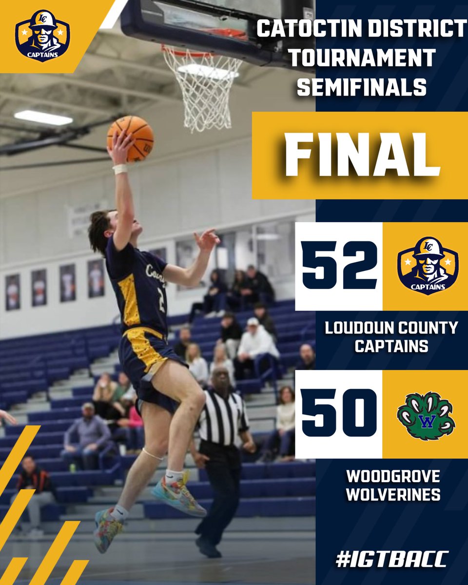 Congratulations to the Captains Boys Basketball Team who defeated the Woodgrove Wolverines in the Catoctin District Tournament Semifinals tonight!

They advance to the Catoctin District Tournament Finals on Friday 2/19!

Way to go Captains! #IGTBACC <a href="/LCHSBBALLPROG/">LCHS Basketball Program</a>