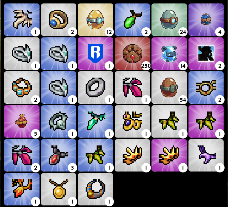 BlosepX's tweet photo. My final @kurorobeast P2A Inventory! ⚔

I had fun and excited to play more soon! 🔥

Lets see what everyone got! Post yours below ⬇ https://t.co/r5tA5KRq5L