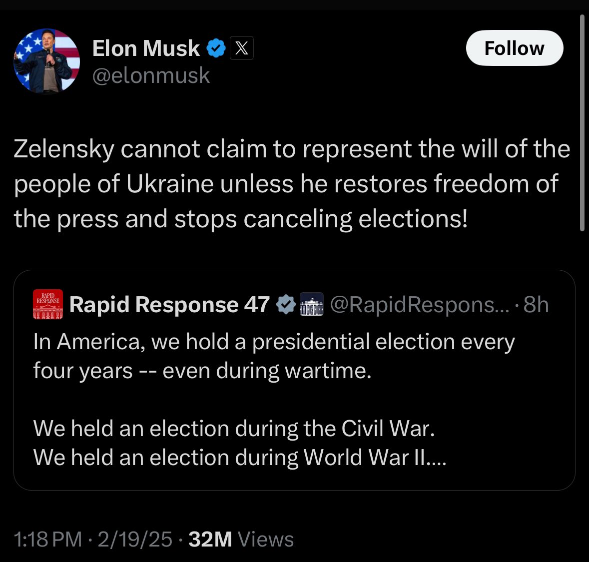 atrupar's tweet photo. The idea that Ukraine is going to hold an election when the country is an active war zone and 20 percent of it is under foreign occupation is beyond ludicrous https://t.co/GbBS41nz9Z
