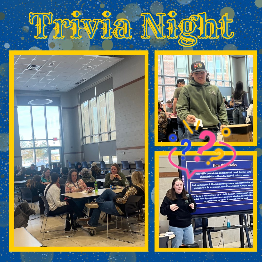 BayPortFFA's tweet photo. 💙We had an exciting third day of FFA Week! Everyone showed up to school rocking their camo, and we ended the night with a fun trivia night! We had many others schools come, even state officers. Congrats to winners and thanks to everyone who came! https://t.co/f3LreefdHr