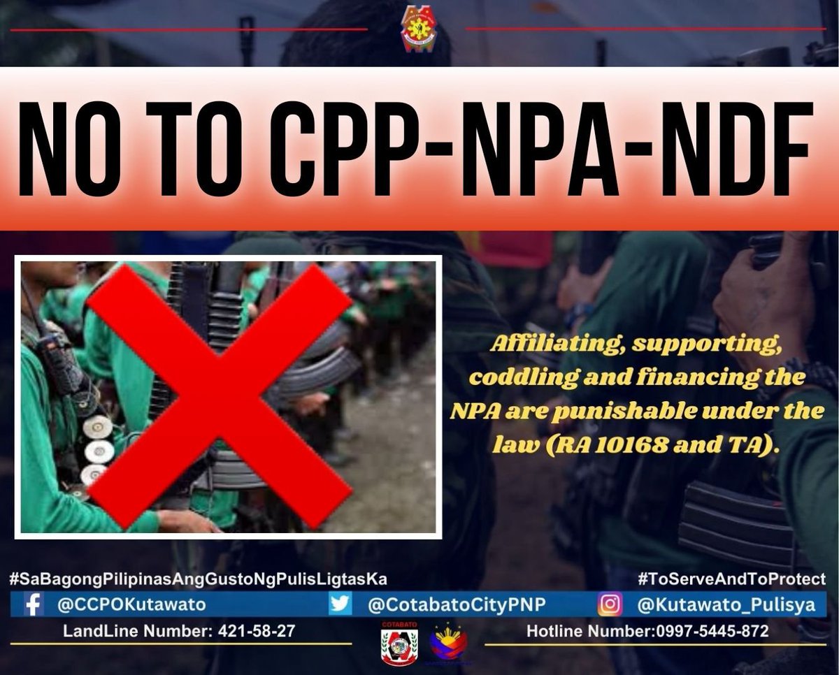 BlueMeowsolana's tweet photo. NO TO CPP-NPA-NDF

#SaBagongPilipinasAngGustongPulisLigtasKa
#ToServeandProtect
#TeamCCPO https://t.co/YZAUq0waOV