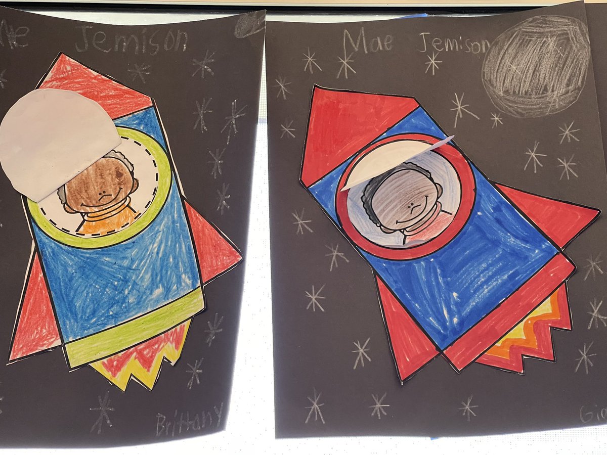CucaitaMila's tweet photo. Learning about Mae Jemison in first grade Black History Month. Go jets !! https://t.co/MbZ1zTayke